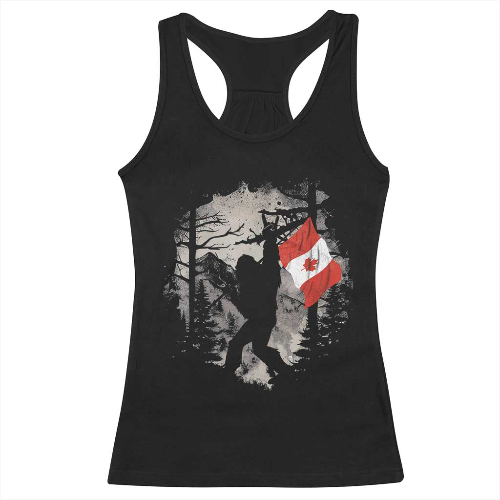 Bigfoot Canada Flag Racerback Tank Top Retro Sasquatch Forest Rock On TS10 Black Print Your Wear