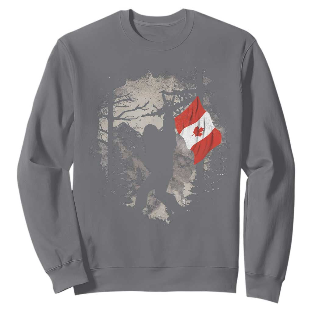 Bigfoot Canada Flag Sweatshirt Retro Sasquatch Forest Rock On TS10 Charcoal Print Your Wear
