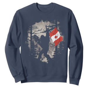 Bigfoot Canada Flag Sweatshirt Retro Sasquatch Forest Rock On TS10 Navy Print Your Wear