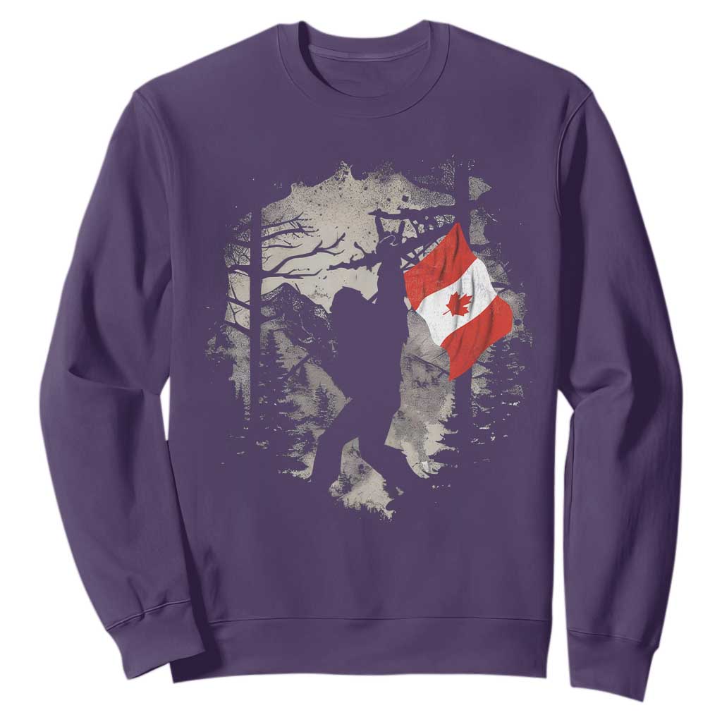 Bigfoot Canada Flag Sweatshirt Retro Sasquatch Forest Rock On TS10 Purple Print Your Wear