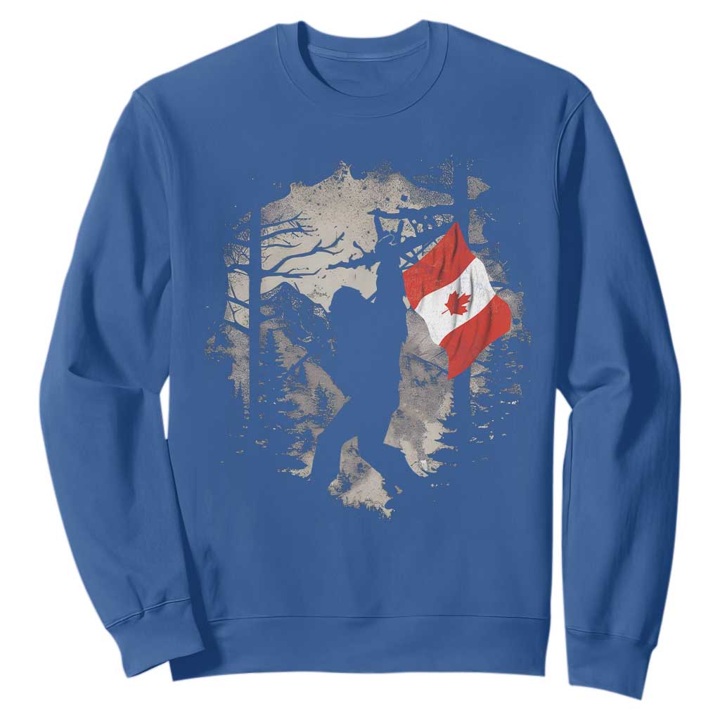 Bigfoot Canada Flag Sweatshirt Retro Sasquatch Forest Rock On TS10 Royal Blue Print Your Wear