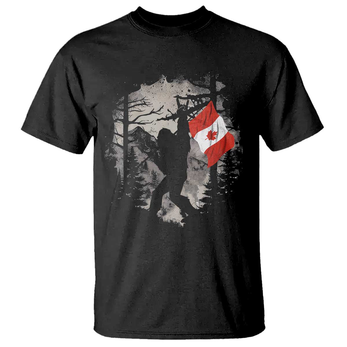 Bigfoot Canada Flag T Shirt Retro Sasquatch Forest Rock On TS10 Black Print Your Wear