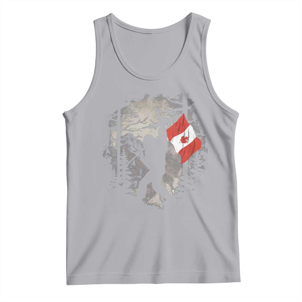 Bigfoot Canada Flag Tank Top Retro Sasquatch Forest Rock On TS10 Athletic Heather Print Your Wear