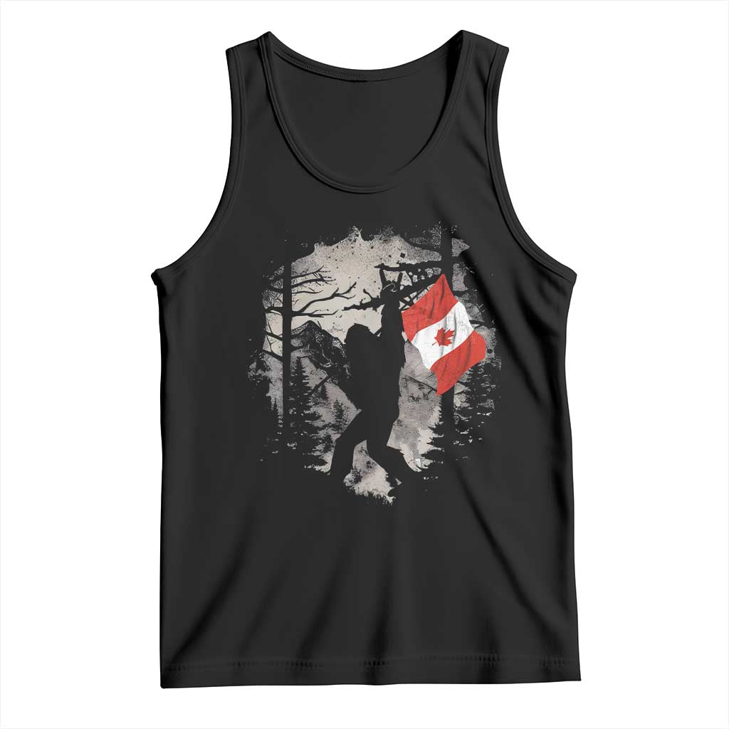 Bigfoot Canada Flag Tank Top Retro Sasquatch Forest Rock On TS10 Black Print Your Wear