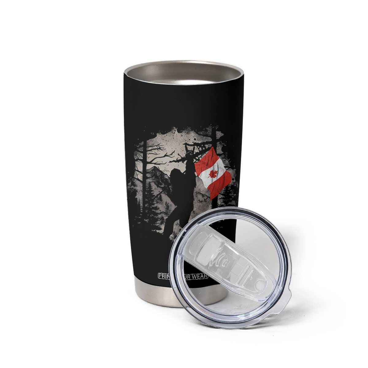 Bigfoot Canada Flag Tumbler Cup Retro Sasquatch Forest Rock On TS10 Print Your Wear
