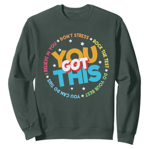 Test Day Teacher Sweatshirt Rock The Test Dont Stress Just Do Your Best TS10 Dark Forest Green Print Your Wear