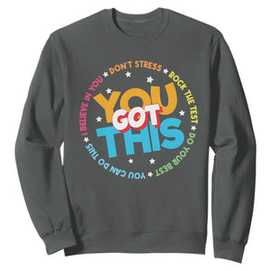 Test Day Teacher Sweatshirt Rock The Test Dont Stress Just Do Your Best TS10 Dark Heather Print Your Wear