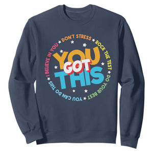 Test Day Teacher Sweatshirt Rock The Test Dont Stress Just Do Your Best TS10 Navy Print Your Wear