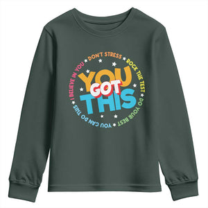 Test Day Teacher Youth Sweatshirt Rock The Test Dont Stress Just Do Your Best TS10 Dark Forest Green Print Your Wear