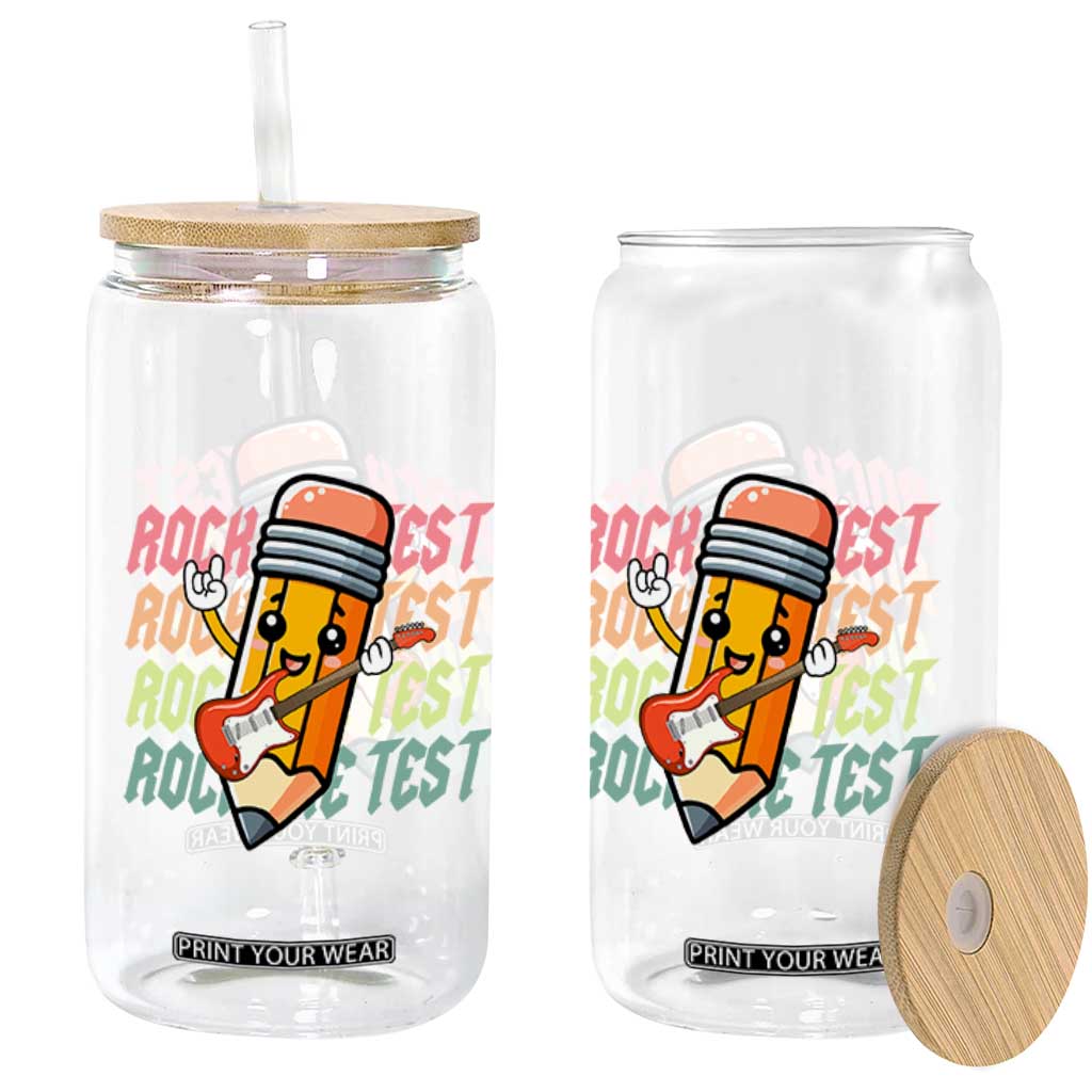 Teacher Rock The Test Day Glass Can Testing Motivational TS10 Print Your Wear