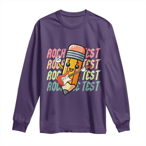 Teacher Rock The Test Day Long Sleeve Shirt Testing Motivational TS10 Purple Print Your Wear