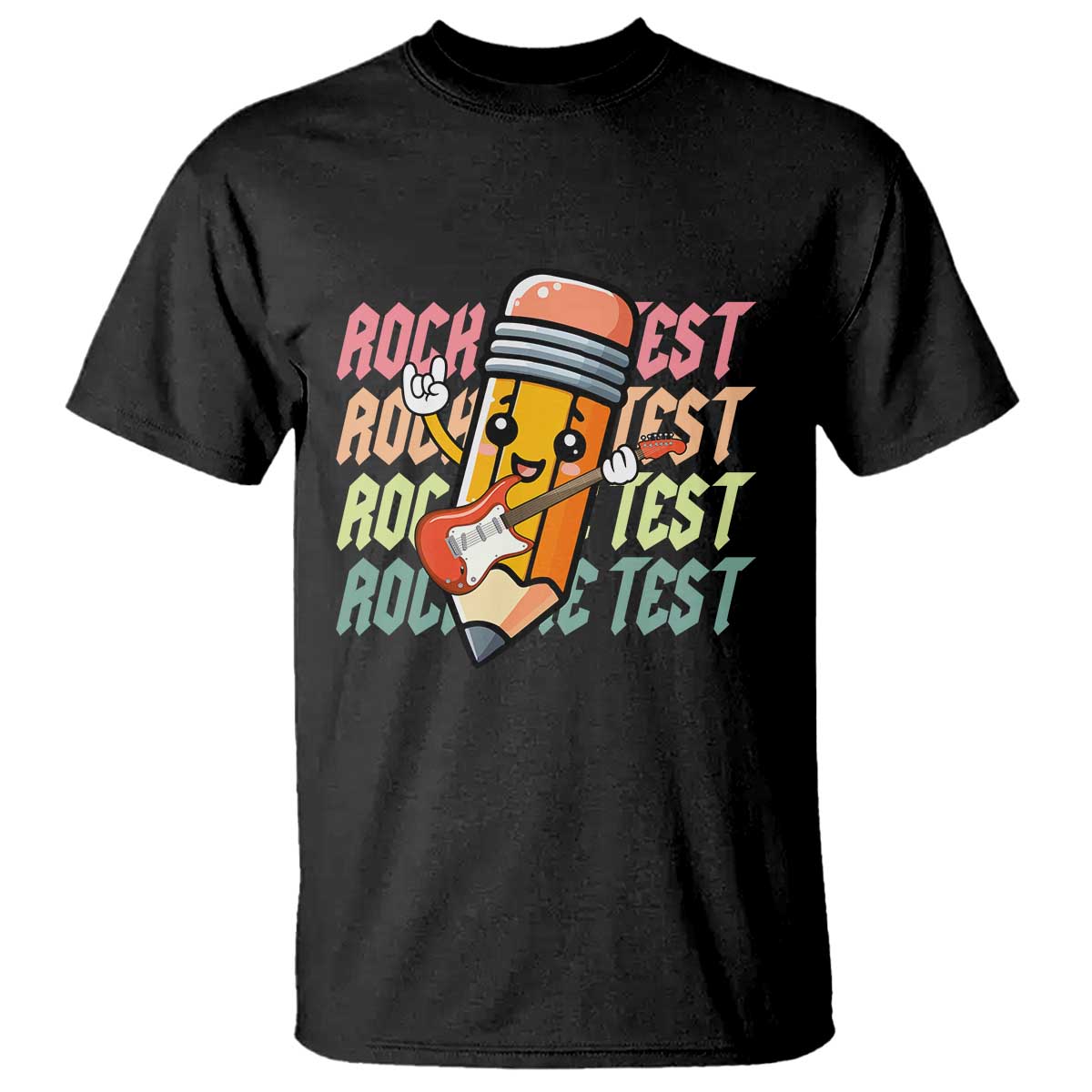 Teacher Rock The Test Day T Shirt Testing Motivational TS10 Black Print Your Wear