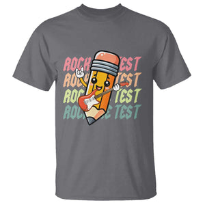 Teacher Rock The Test Day T Shirt Testing Motivational TS10 Charcoal Print Your Wear