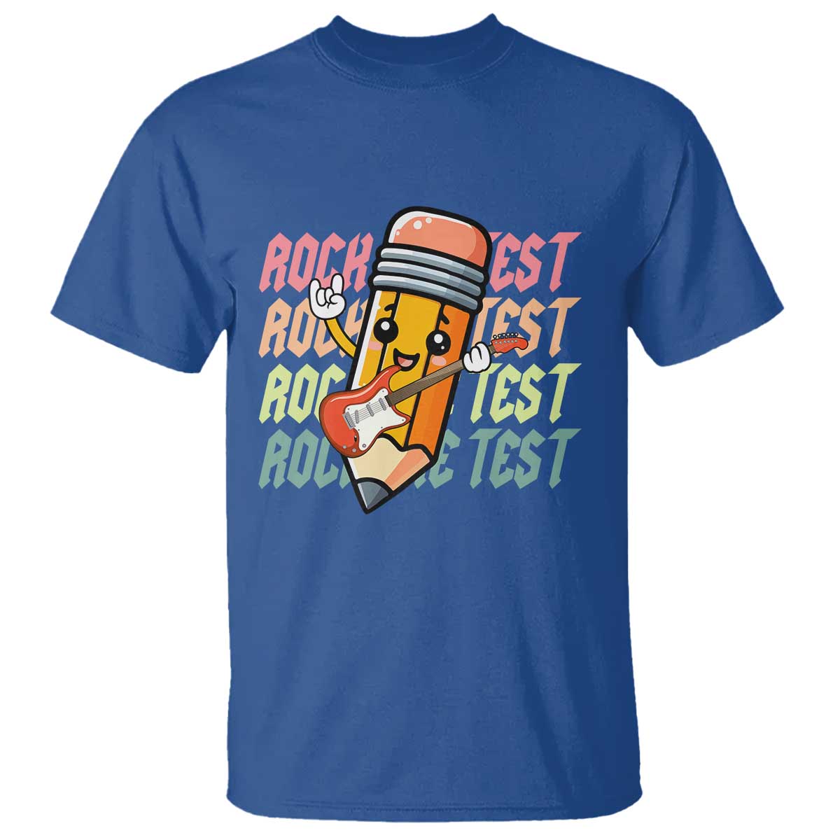 Teacher Rock The Test Day T Shirt Testing Motivational TS10 Royal Blue Print Your Wear