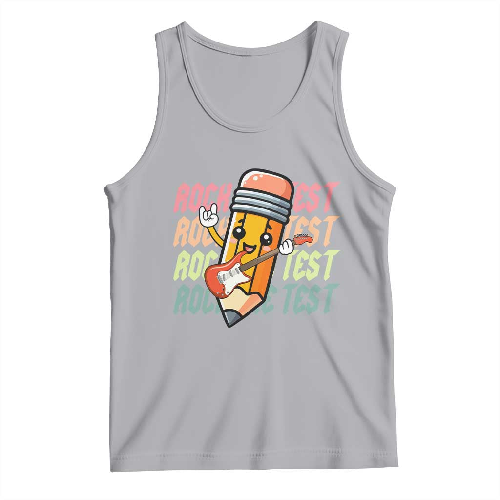 Teacher Rock The Test Day Tank Top Testing Motivational TS10 Athletic Heather Print Your Wear