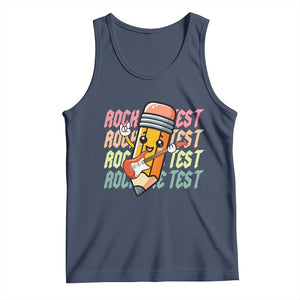 Teacher Rock The Test Day Tank Top Testing Motivational TS10 Navy Print Your Wear