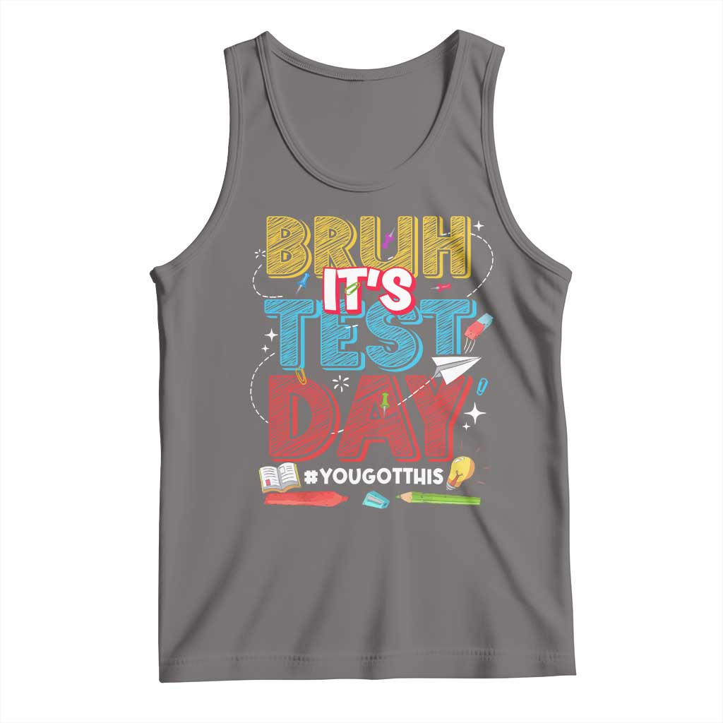 Bruh Test Day Tank Top You Got This Testing Motivational Teacher TS10 Deep Heather Print Your Wear