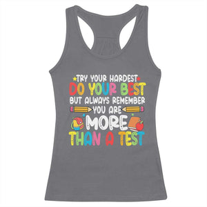 Testing Day Racerback Tank Top Try Your Hardest Teachers TS10 Charcoal Print Your Wear