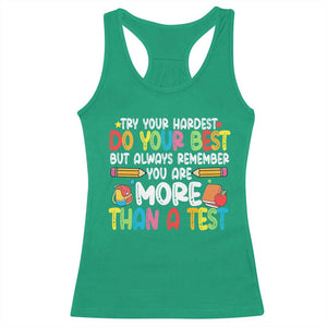 Testing Day Racerback Tank Top Try Your Hardest Teachers TS10 Irish Green Print Your Wear