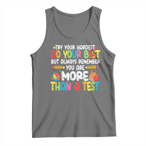Testing Day Tank Top Try Your Hardest Teachers TS10 Black Heather Print Your Wear