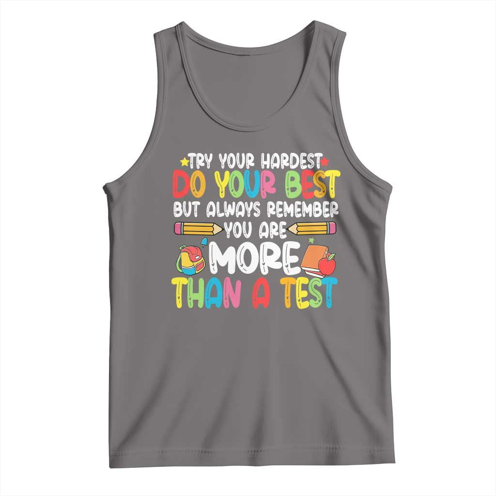 Testing Day Tank Top Try Your Hardest Teachers TS10 Deep Heather Print Your Wear