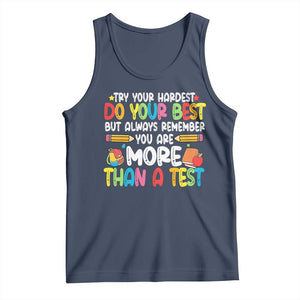 Testing Day Tank Top Try Your Hardest Teachers TS10 Navy Print Your Wear