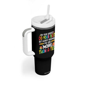 Testing Day Tumbler With Handle Try Your Hardest Teachers TS10 Print Your Wear