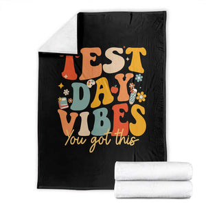 Test Day Vibes Throw Blanket Teacher Groovy Testing Day Exam TS10 Black Print Your Wear