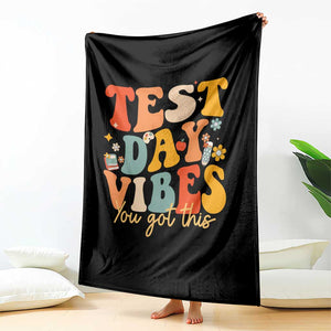 Test Day Vibes Throw Blanket Teacher Groovy Testing Day Exam TS10 Print Your Wear