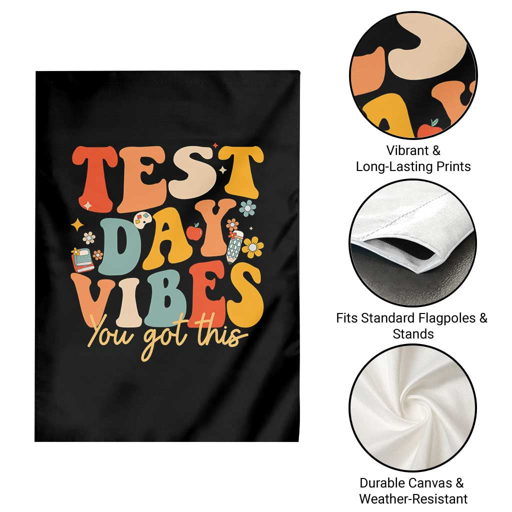 Test Day Vibes Garden Flag Teacher Groovy Testing Day Exam TS10 Print Your Wear