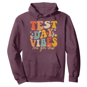 Test Day Vibes Hoodie Teacher Groovy Testing Day Exam TS10 Maroon Print Your Wear