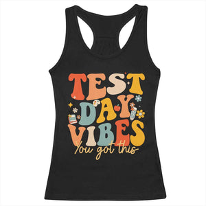 Test Day Vibes Racerback Tank Top Teacher Groovy Testing Day Exam TS10 Black Print Your Wear