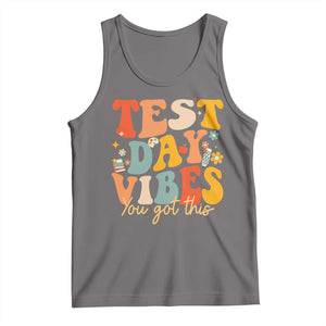 Test Day Vibes Tank Top Teacher Groovy Testing Day Exam TS10 Deep Heather Print Your Wear