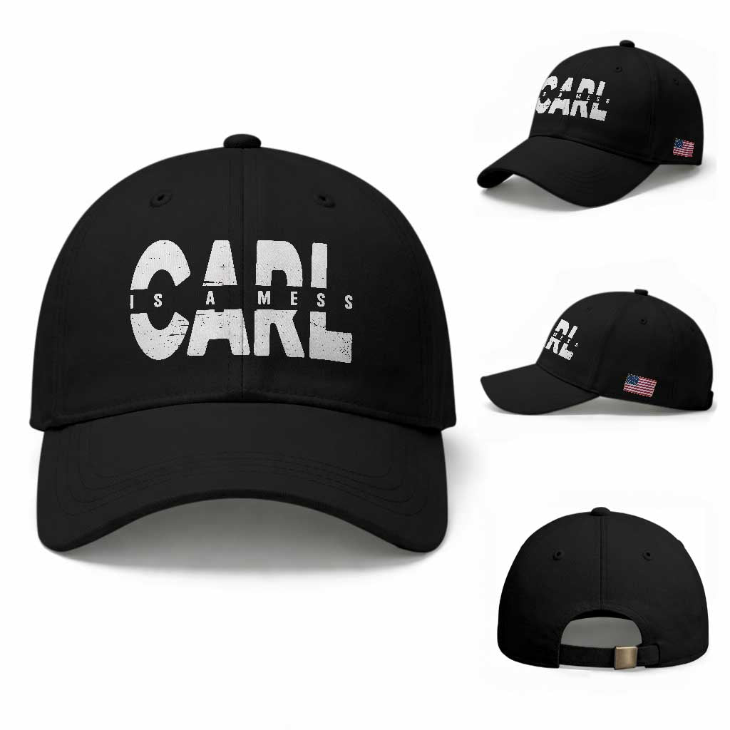 Carl's A Mess Baseball Cap Reality TV Viral Meme TS10 Baseball Cap Universal Fit Black Print Your Wear