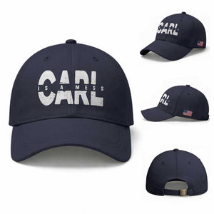 Carl's A Mess Baseball Cap Reality TV Viral Meme TS10 Baseball Cap Universal Fit Navy Print Your Wear