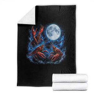 Three Crawfish Moon Throw Blanket Lobster Howling To The Moon Vintage Moon Animals TS10 Black Print Your Wear