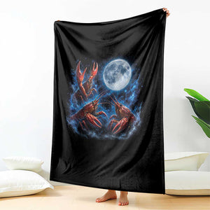 Three Crawfish Moon Throw Blanket Lobster Howling To The Moon Vintage Moon Animals TS10 Print Your Wear