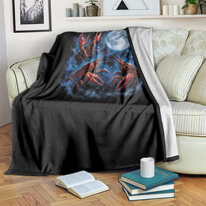 Three Crawfish Moon Throw Blanket Lobster Howling To The Moon Vintage Moon Animals TS10 Print Your Wear