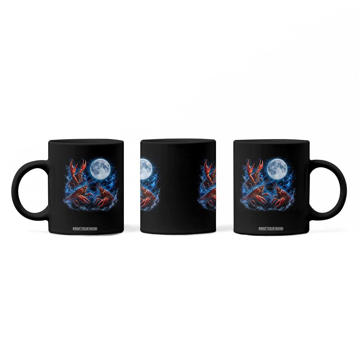 Three Crawfish Moon Coffee Mug Lobster Howling To The Moon Vintage Moon Animals TS10 Print Your Wear
