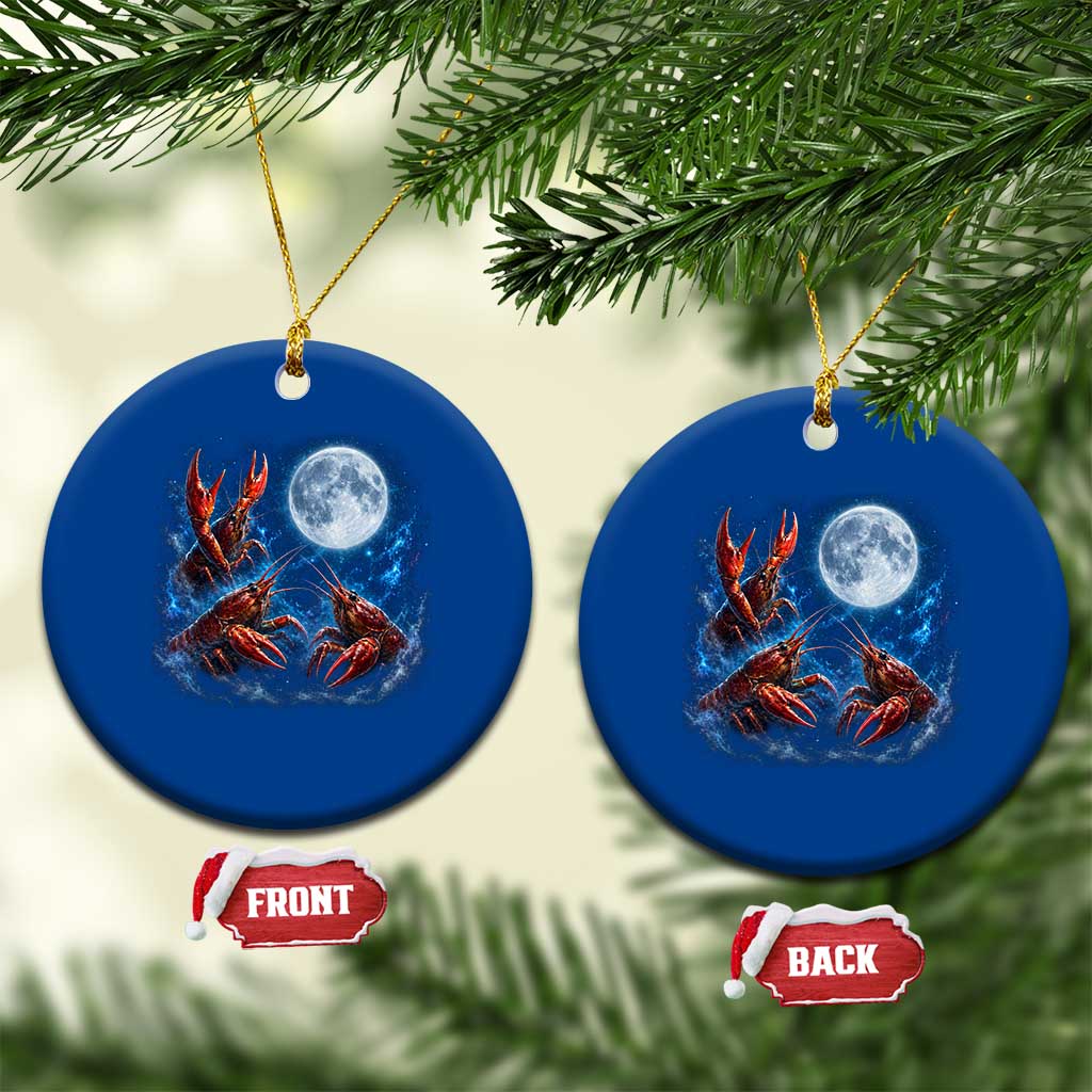 Three Crawfish Moon Ceramic Ornament Lobster Howling To The Moon Vintage Moon Animals TS10 1pc Blue Print Your Wear