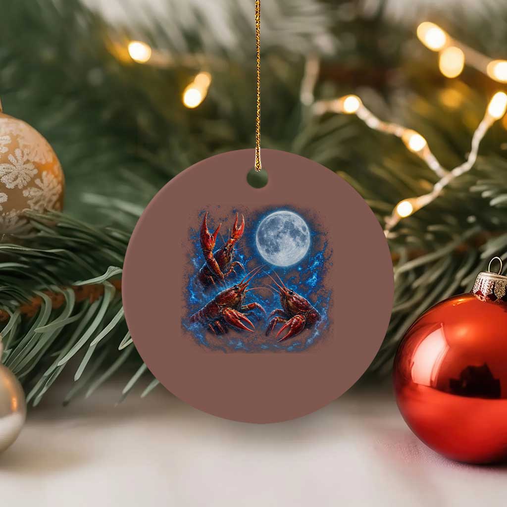 Three Crawfish Moon Ceramic Ornament Lobster Howling To The Moon Vintage Moon Animals TS10 1pc Mocha Print Your Wear
