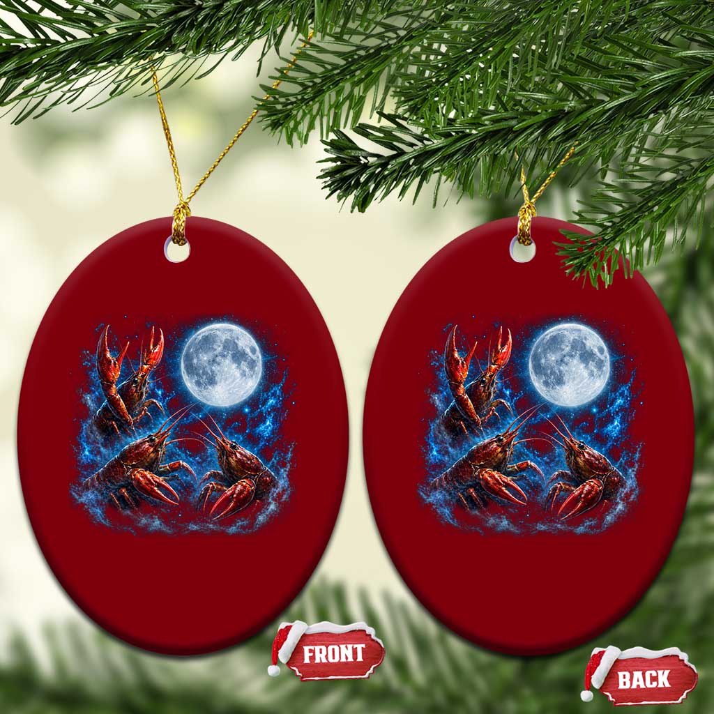 Three Crawfish Moon Ceramic Ornament Lobster Howling To The Moon Vintage Moon Animals TS10 Print Your Wear