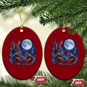 Three Crawfish Moon Ceramic Ornament Lobster Howling To The Moon Vintage Moon Animals TS10 Print Your Wear