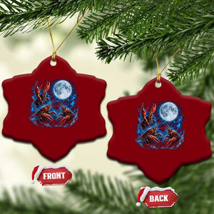 Three Crawfish Moon Ceramic Ornament Lobster Howling To The Moon Vintage Moon Animals TS10 Print Your Wear