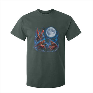 Three Crawfish Moon T Shirt For Kid Lobster Howling To The Moon Vintage Moon Animals TS10 Dark Forest Green Print Your Wear