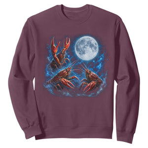 Three Crawfish Moon Sweatshirt Lobster Howling To The Moon Vintage Moon Animals TS10 Maroon Print Your Wear