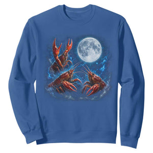 Three Crawfish Moon Sweatshirt Lobster Howling To The Moon Vintage Moon Animals TS10 Royal Blue Print Your Wear
