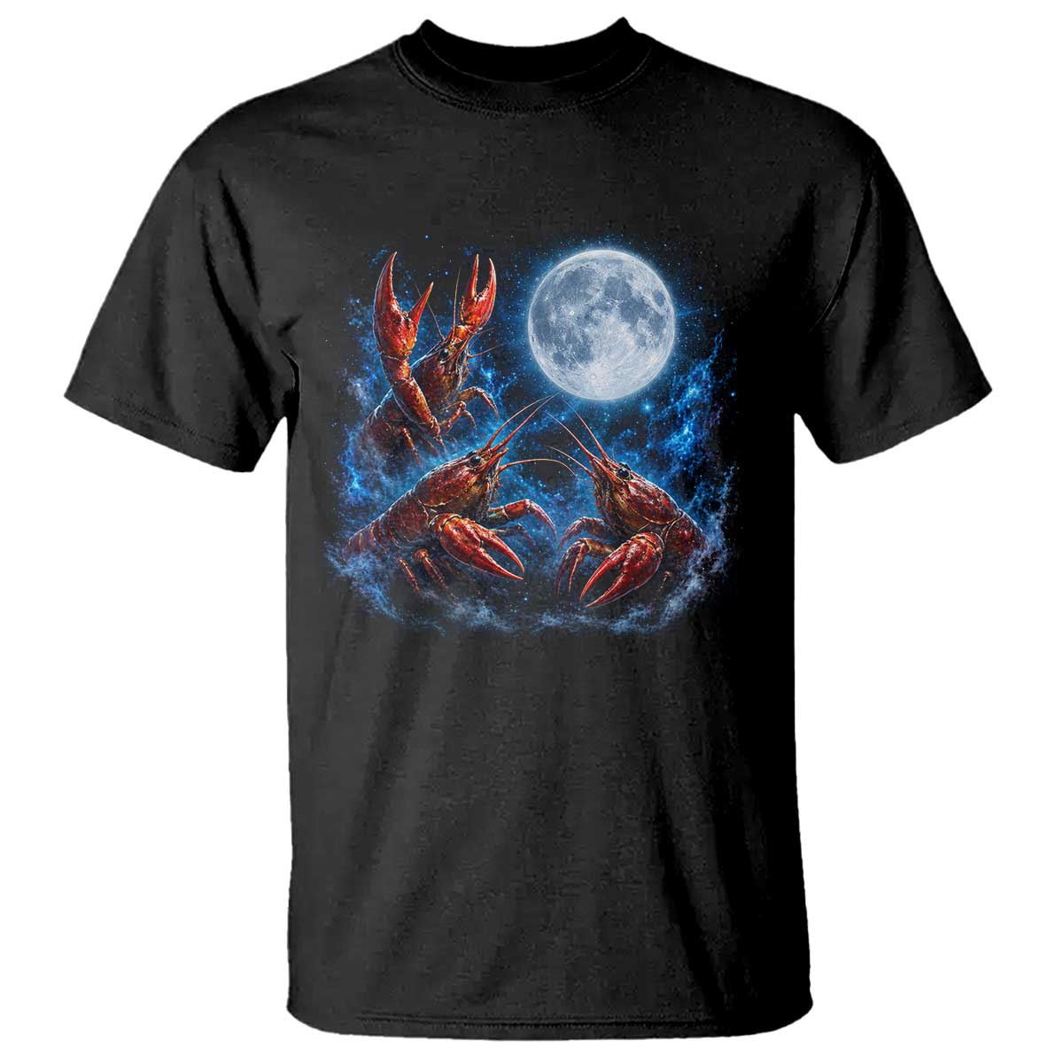 Three Crawfish Moon T Shirt Lobster Howling To The Moon Vintage Moon Animals TS10 Black Print Your Wear