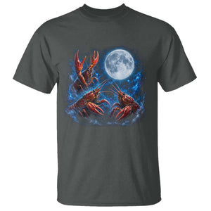 Three Crawfish Moon T Shirt Lobster Howling To The Moon Vintage Moon Animals TS10 Dark Heather Print Your Wear
