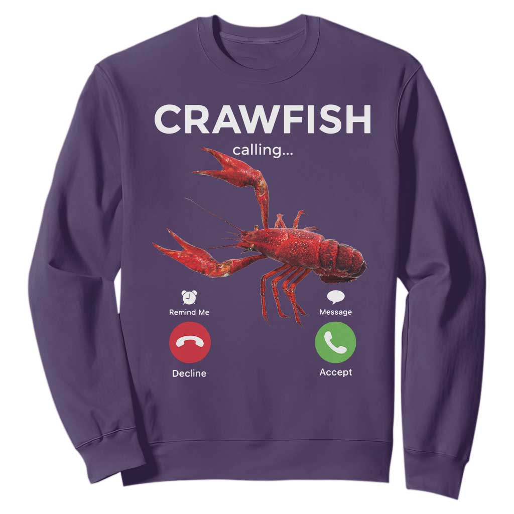Crawfish Calling Sweatshirt Funny Fishing Cajun Boil Lobster Meme TS10 Purple Print Your Wear